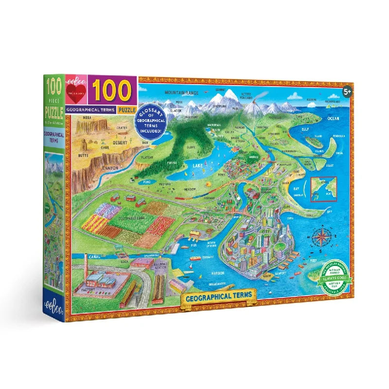 eeBoo Geographical Terms 100 piece puzzle