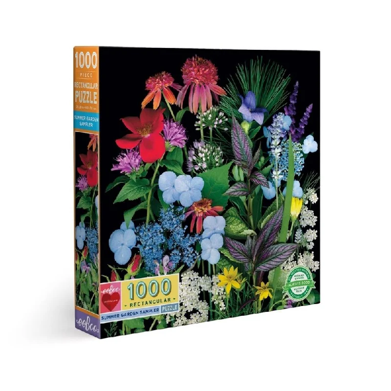 eeBoo Summer Garden Sampler - 1000 Piece Rectangle Puzzle