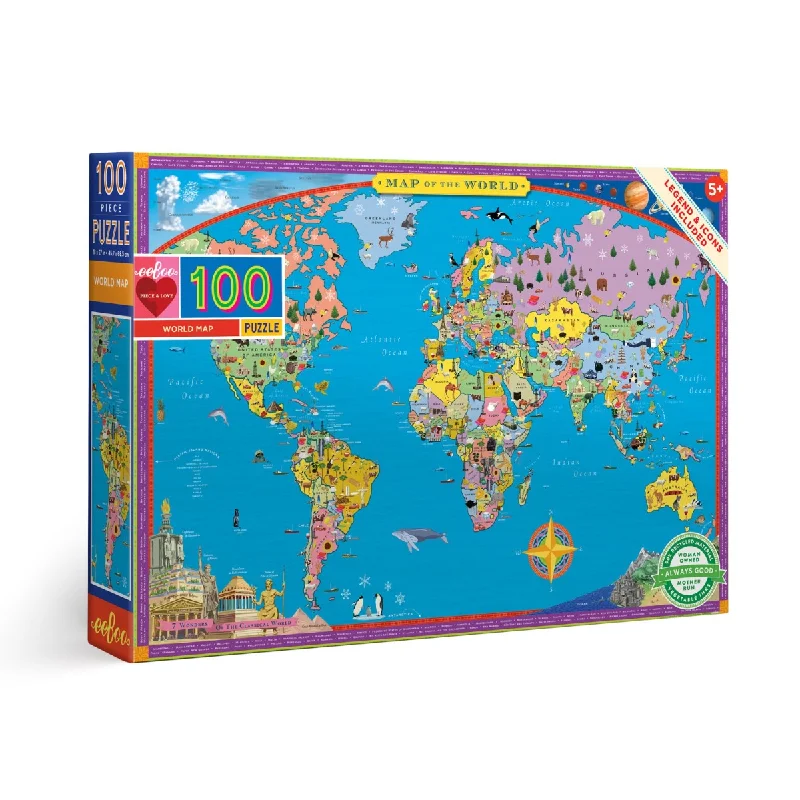 eeBoo World Map 100 Piece Puzzle