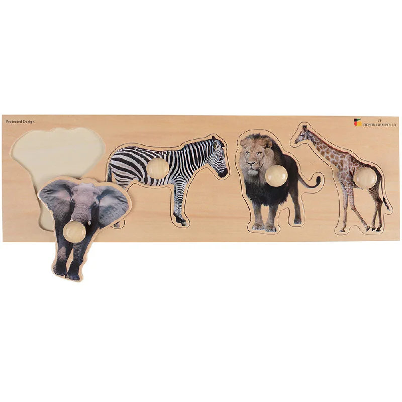 Extra Wide Knobbed Puzzle - Wild Animals