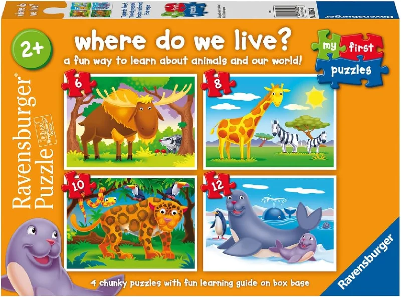 My First Puzzle: Where Do I Live? (6/8/10/12 Progressive Piece) Puzzle