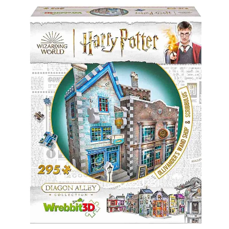 Wrebbit 3D Harry Potter: Diagon Alley Collection: Ollivander's Wand Shop & Scribbulus 295 Piece Puzzle