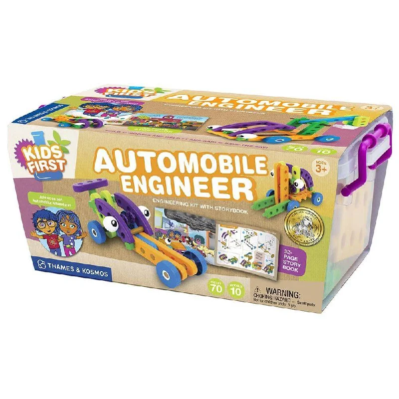 Kids First Automobile, Thames & Kosmos Engineering kit with Story Book, 70 Pieces, 10 Different Models to Build, Ages 3+