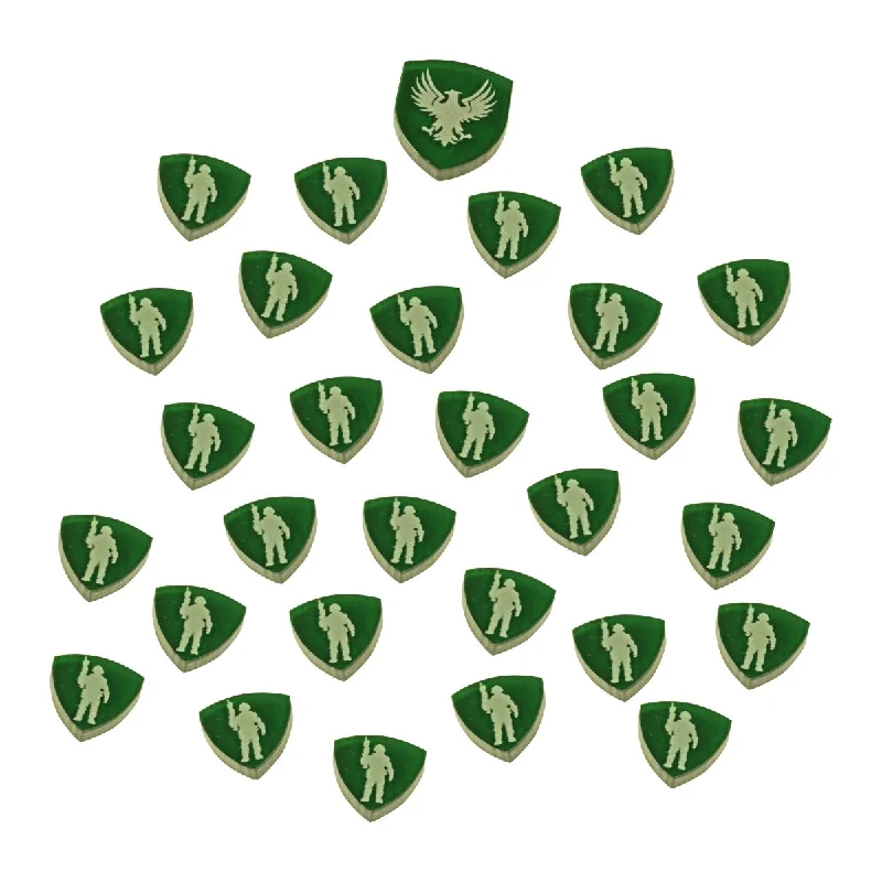 LITKO Green Player House and Force Tokens compatible with Dune Board Game, Translucent Green (30)