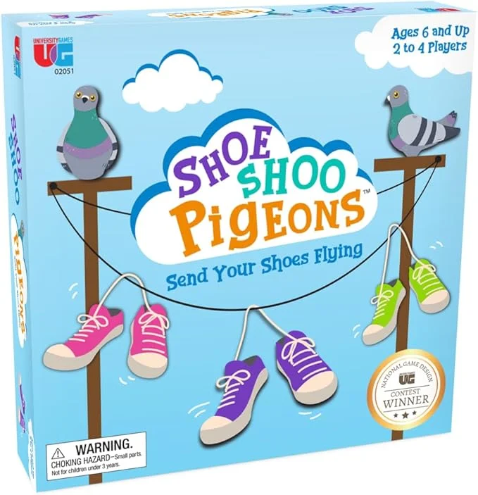 Shoe Shoo Pigeons! Game, Send Your Shoes Flying! A Fun Board Game for Ages 6+