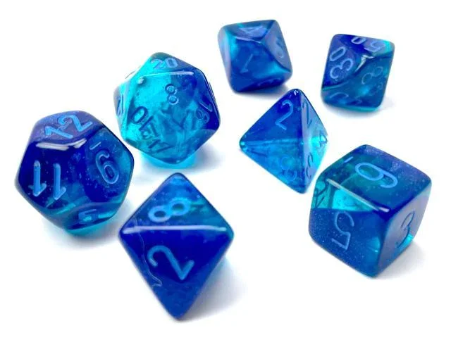 Chessex 26463 Gemini Blue-Blue/Light Blue Luminary RPG Polyhedral Dice Set [7ct]