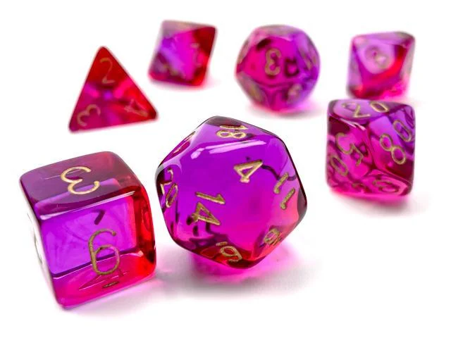 Chessex 26467 Gemini Translucent Red-Violet/Gold RPG Polyhedral Dice Set [7ct]