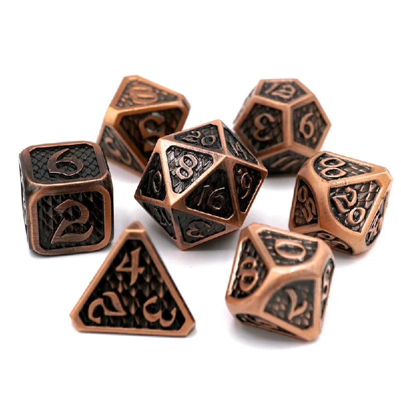 Die Hard Dice Metal RPG Polyhedral Dice Set - Drakona Eldric Cuprum [7ct]