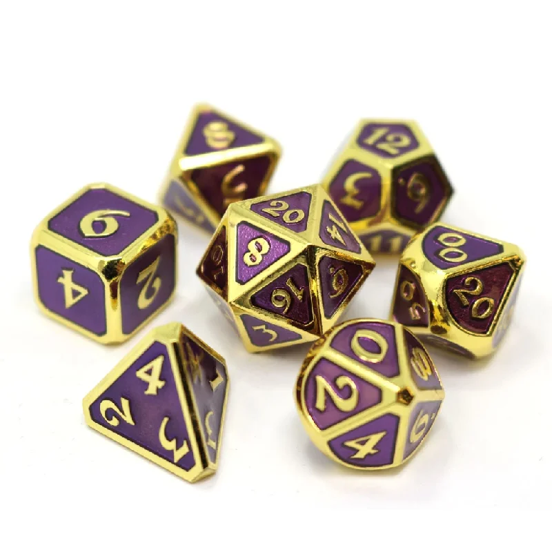 Die Hard Dice Metal RPG Polyhedral Dice Set - Mythica Gold Amethyst [7ct]