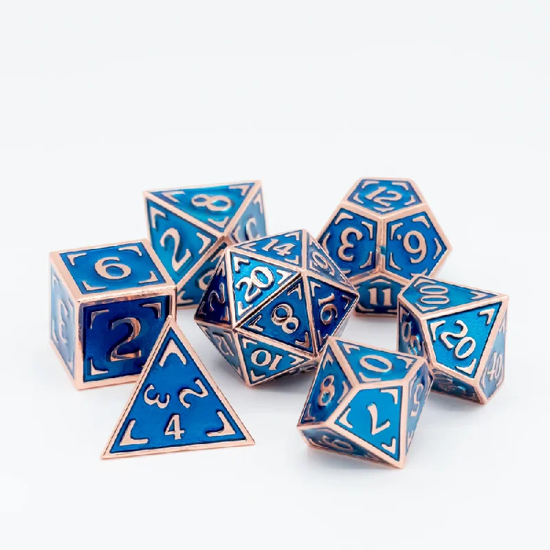 Die Hard Dice Metal RPG Polyhedral Dice Set - Reticle Uchronia Nautilus [7ct]