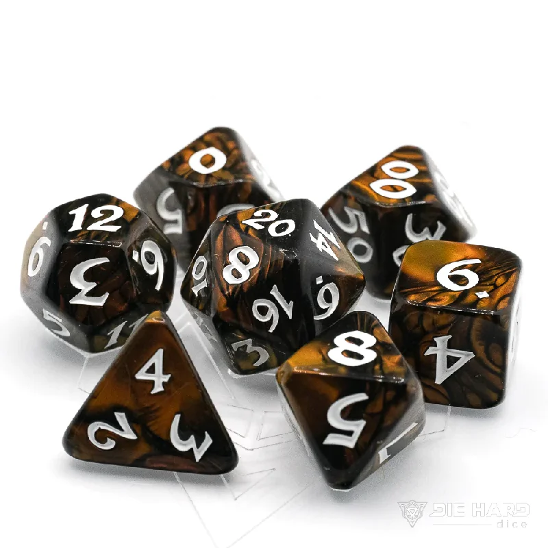 Die Hard Dice RPG Polyhedral Dice Set - Elessia Changeling with White [7ct]