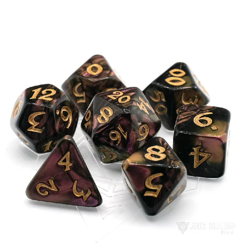 Die Hard Dice RPG Polyhedral Dice Set - Elessia Dagda with Gold [7ct]