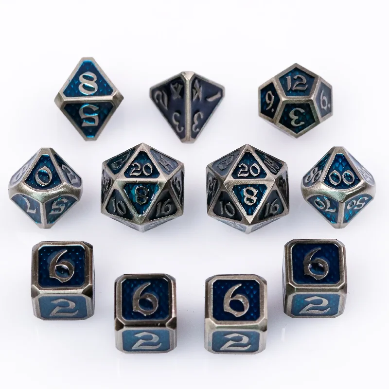 Die Hard Dice RPG Polyhedral Metal Dice Set - Drakona Gemtooth Batholain [11ct]