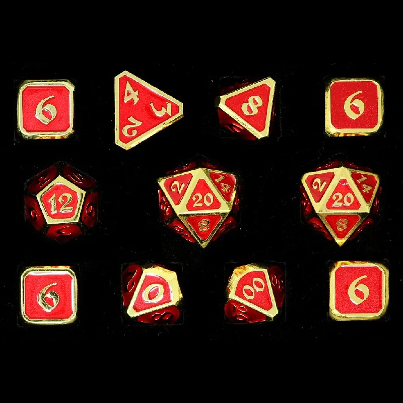 Die Hard Dice RPG Polyhedral Metal Dice Set - Mythica Satin Gold Ruby [11ct]