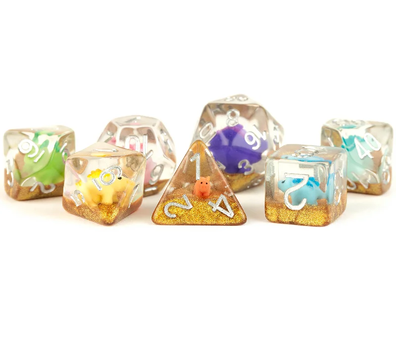 FanRoll MET 757 Rainbow Dinosaur RPG Polyhedral Dice Set [7ct]