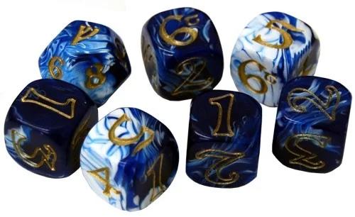 The One Ring - Dice Set Blue/White w/Gold