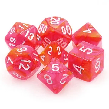 TMG RPG Dice Set - Fusion Orange/Rose Dragon Blaze