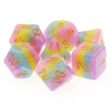 TMG RPG Dice Set - Opaque Pastel Rainbow Unicorn