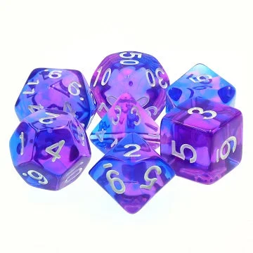 TMG RPG Dice Set - Translucent Indigo/Violet Swirl