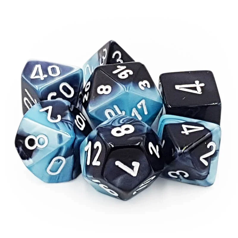 Chessex 26446 Gemini Black-Shell/White RPG Polyhedral Dice Set [7ct]