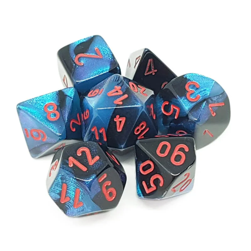 Chessex 26458 Gemini Black-Starlight/Red RPG Polyhedral Dice Set [7ct]