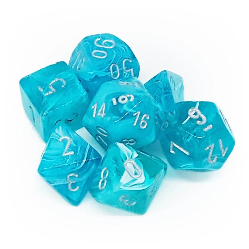 Chessex 27465 Cirrus Aqua/Silver RPG Polyhedral Dice Set [7ct]