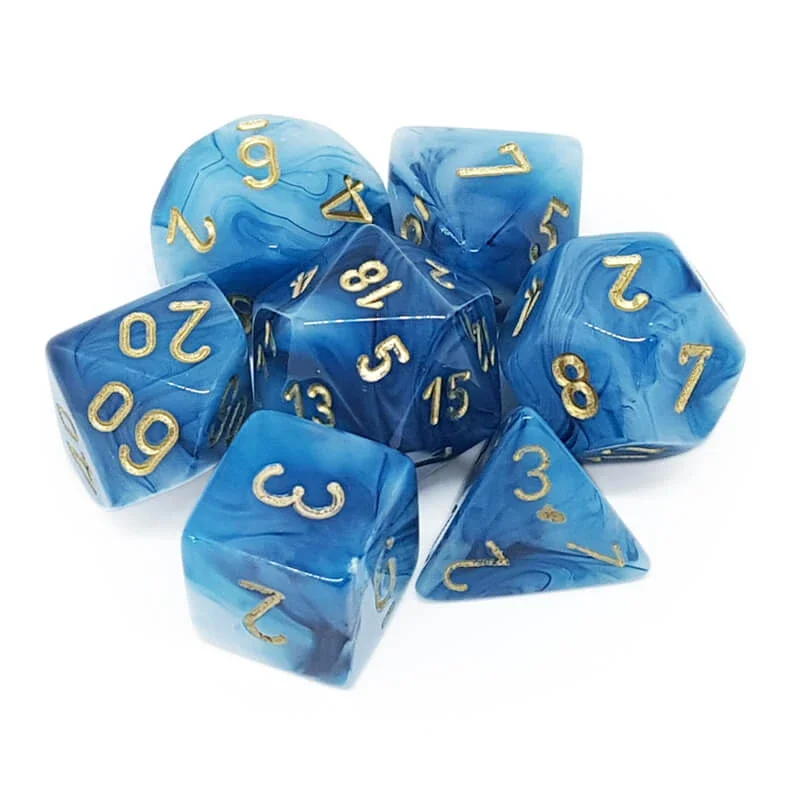 Chessex 27489 Phantom Teal/Gold RPG Polyhedral Dice Set [7ct]