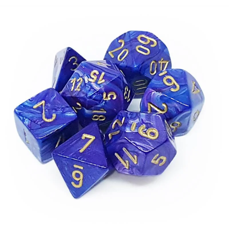 Chessex 27497 Lustrous Purple/Gold RPG Polyhedral Dice Set [7ct]