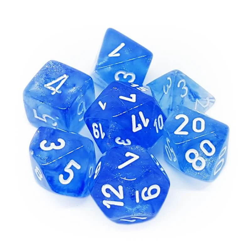 Chessex 27586 Borealis Sky Blue/White RPG Polyhedral Dice Set [7ct]