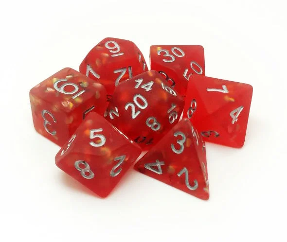 FanRoll MET 605 Icy Opal: Red RPG Polyhedral Dice Set [7ct]