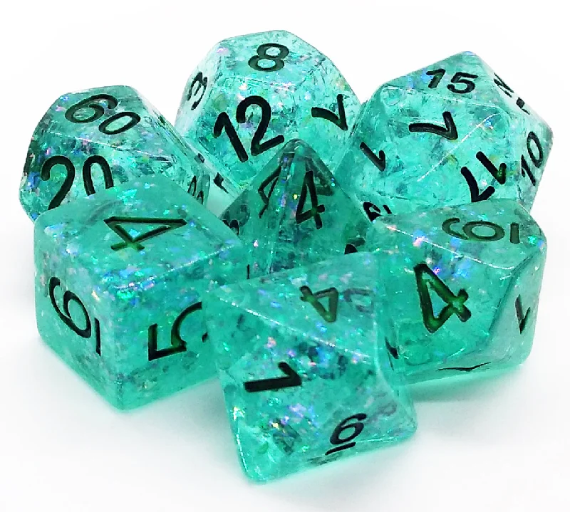 FanRoll MET 685 Flash Dice: Teal RPG Polyhedral Dice Set [7ct]