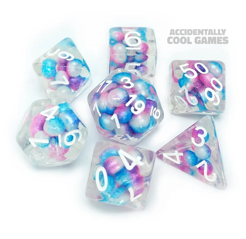 FanRoll MET 693 Pearl Gradient Purple/Teal/White w/ White Numbers RPG Polyhedral Dice Set [7ct]