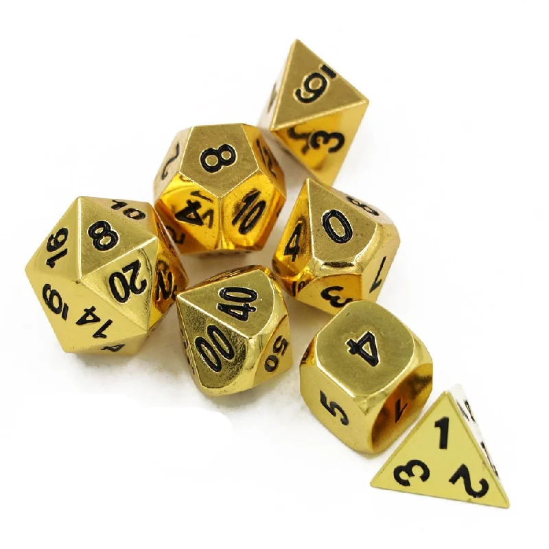 Gold Plated Metal Dice Set - Polyhedral Dice