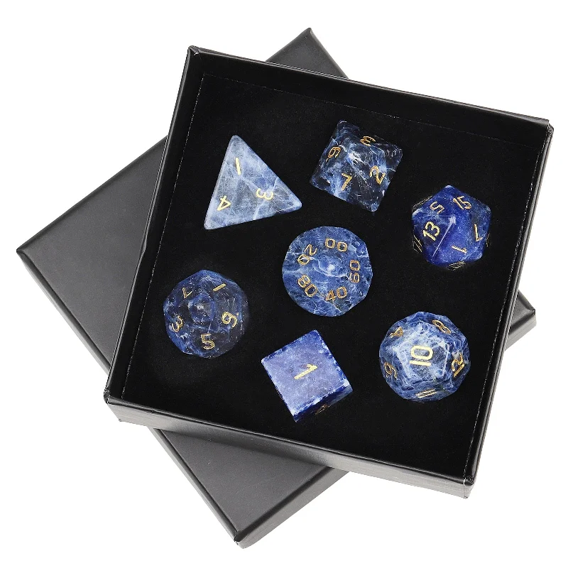 Natural Crystal Stone Dice Set - Polyhedral Dice