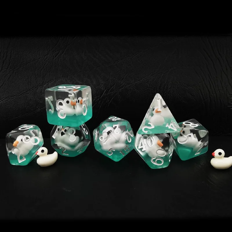 White Duck Dice Set - Polyhedral Dice Set